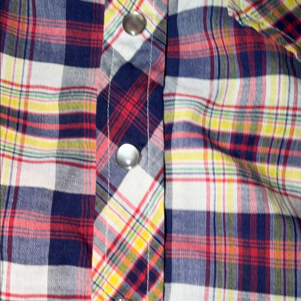 Women’s Vintage Sears Maternity Plaid Short Sleeve Shirt 17/18 - Picture 2 of 7